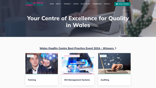 Screenshot of the Wales Quality Centre website