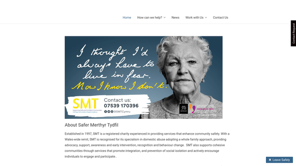 Screenshot of the Safer Merthyr Tydfil Limited website