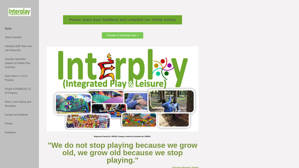 Screenshot of the Interplay (Integrated Play And Leisure) website