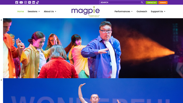 Screenshot of the Magpie Dance website