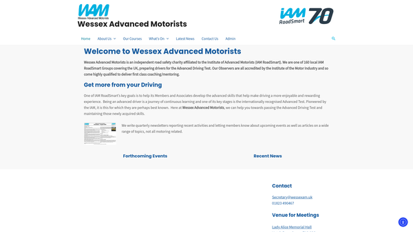 Screenshot of the Wessex Advanced Motorists website