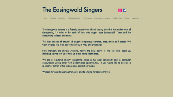 Screenshot of the The Easingwold Singers website