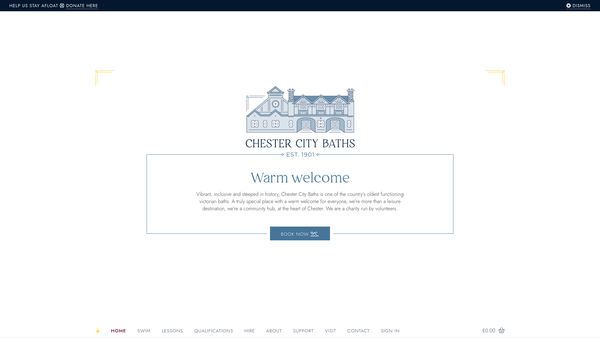 Screenshot of the Chester City Baths Limited website