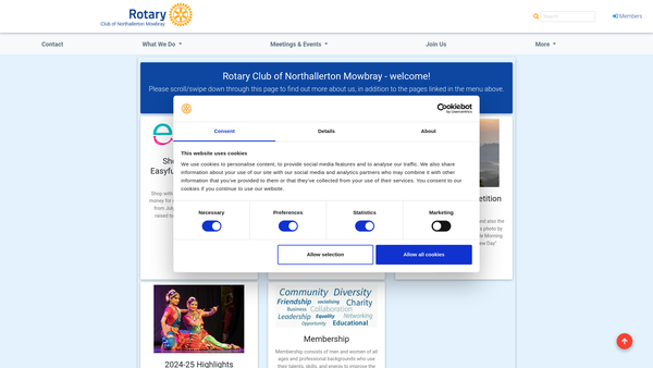 Screenshot of the Rotary Club Of Northallerton Mowbray Trust Fund website