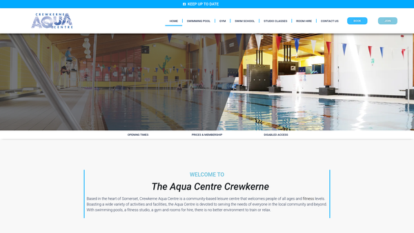 Screenshot of the Crewkerne Leisure Management Limited website