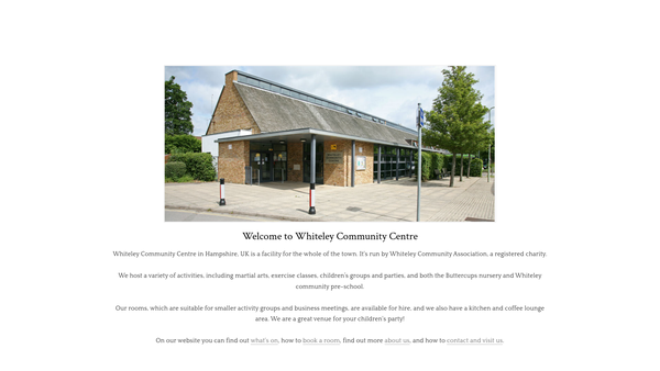 Screenshot of the Whiteley Community Association website