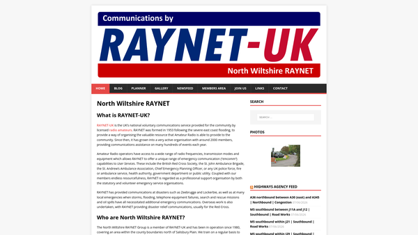 Screenshot of the North Wiltshire Raynet website