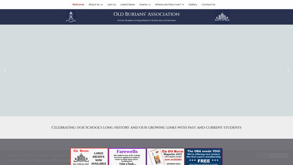 Screenshot of the The Old Burians Charitable Trust website