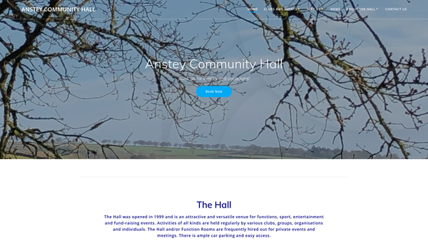 Screenshot of the Anstey Community Hall website