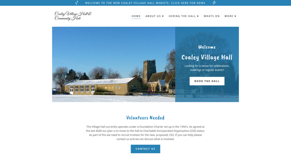 Screenshot of the Coaley Village Hall website