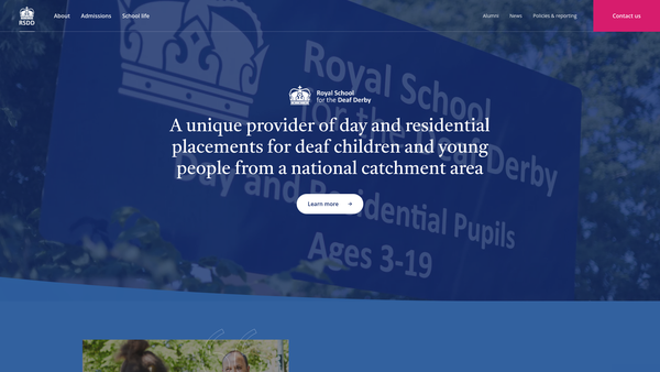 Screenshot of the Royal School For The Deaf Derby website