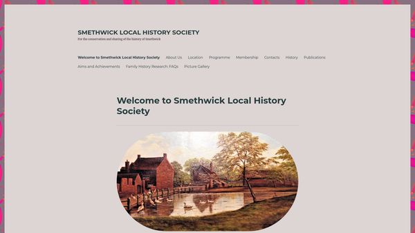Screenshot of the Smethwick Local History Society website