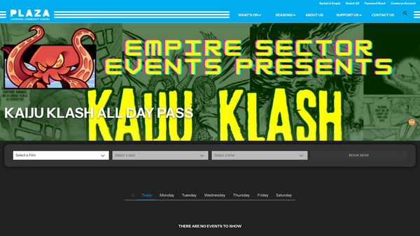 Screenshot of the Plaza Community Cinema website