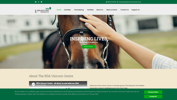 Screenshot of the The R.d.a. Centre In Cleveland Limited website