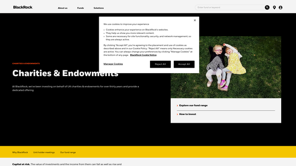 Screenshot of the Charishare Restricted Common Investment website