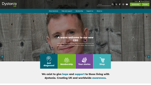 Screenshot of the The Dystonia Society website