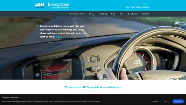Screenshot of the Basingstoke And District Group Of Advanced Motorists website