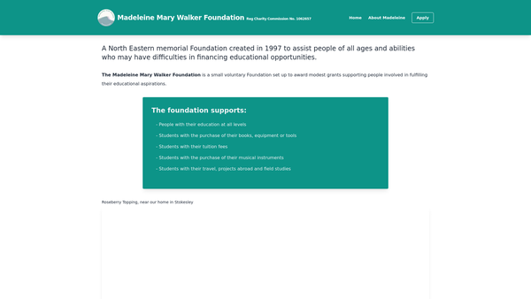 Screenshot of the Madeleine Mary Walker Foundation website