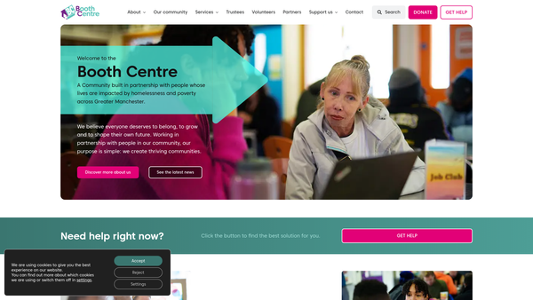 Screenshot of the The Booth Centre website