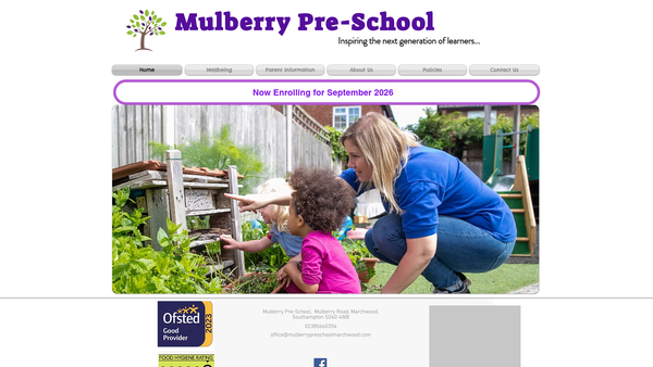 Screenshot of the Mulberry Pre-School website