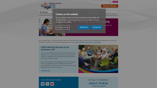 Screenshot of the Age UK Maidstone, Sevenoaks and Tonbridge website
