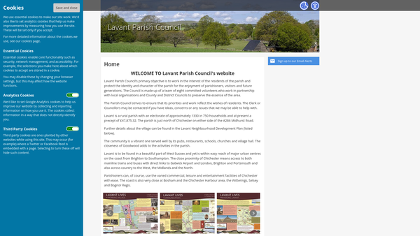Screenshot of the The Lavant Parish Recreational Trust website