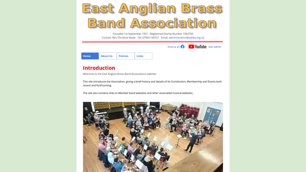 Screenshot of the East Anglian Brass Band Association website