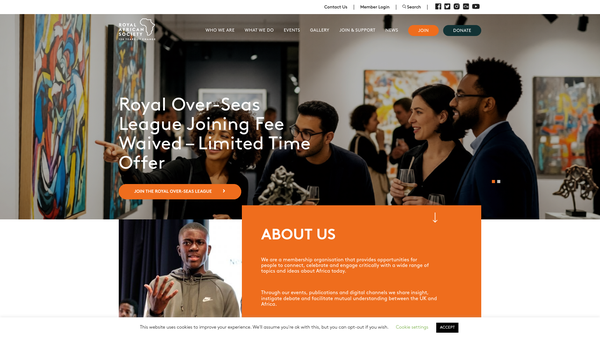 Screenshot of the The Royal African Society website