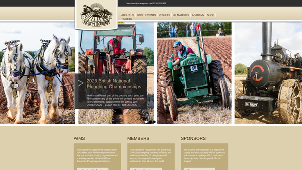 Screenshot of the Society Of Ploughmen Ltd website