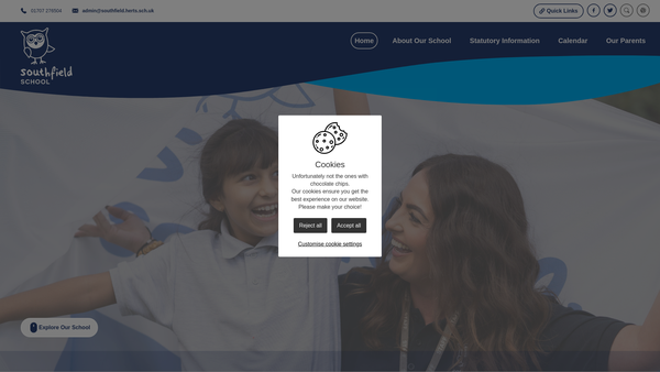 Screenshot of the Southfield School Friends Association website