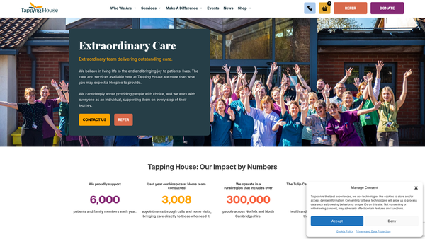 Screenshot of the Tapping House website