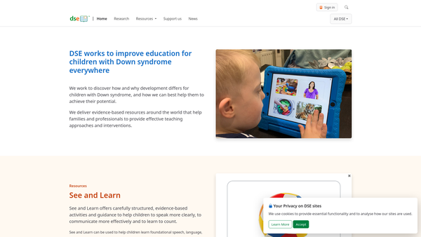 Screenshot of the Down Syndrome Education International website