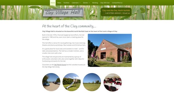 Screenshot of the Cley Village Hall And Recreation Ground Charity website