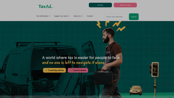 Screenshot of the Taxaid UK website