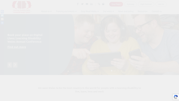 Screenshot of the Learning Disability Wales - Anabledd Dysgu Cymru website