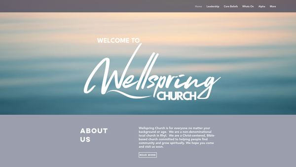 Screenshot of the Wellspring Christian Centre website