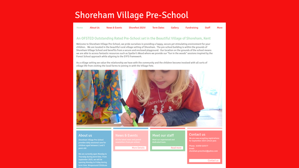 Screenshot of the Shoreham Village Pre-School website