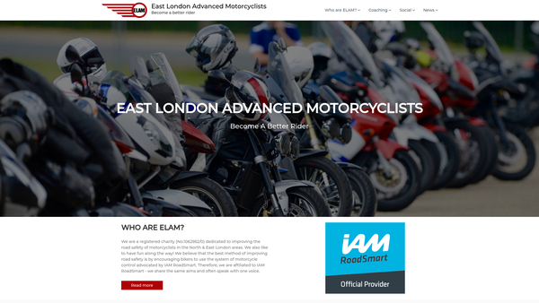 Screenshot of the East London Advanced Motorcyclists website