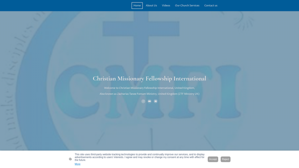 Screenshot of the Christian Missionary Fellowship International website