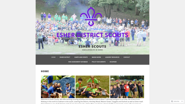 Screenshot of the Esher District Scout Council website