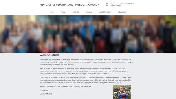 Screenshot of the Newcastle Reformed Evangelical Church website