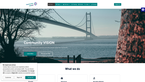Screenshot of the Voluntary Action North Lincolnshire Limited website
