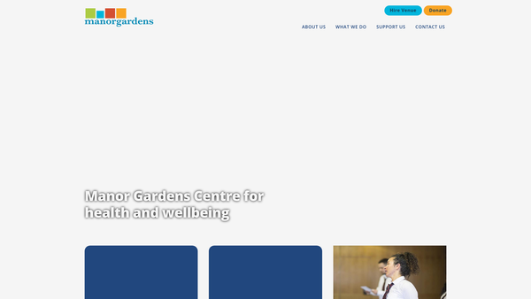 Screenshot of the Manor Gardens Welfare Trust Ltd website