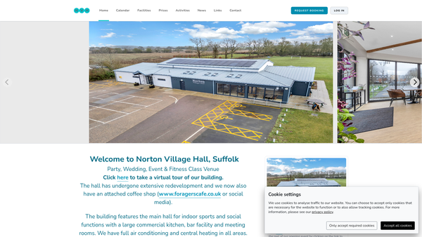 Screenshot of the Norton Village Hall website