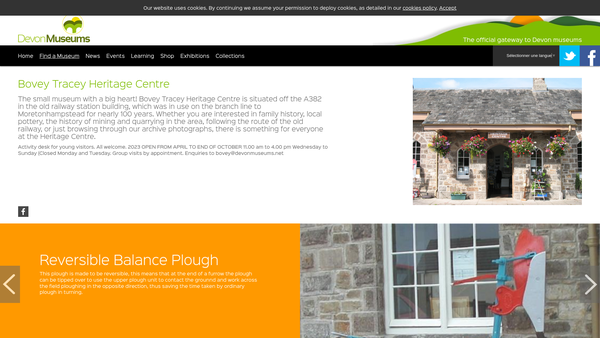 Screenshot of the The Bovey Tracey Heritage Trust website