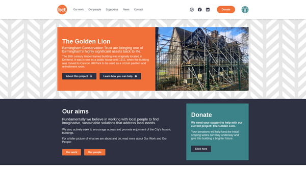 Screenshot of the Birmingham Conservation Trust website