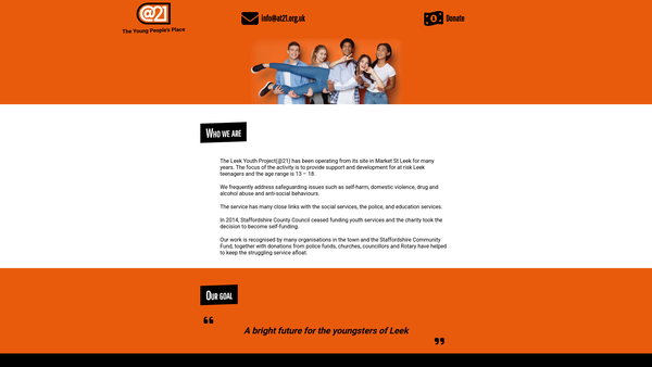 Screenshot of the Leek Town Centre Youth Project website