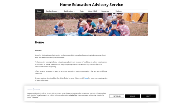 Screenshot of the Home Education Advisory Service website
