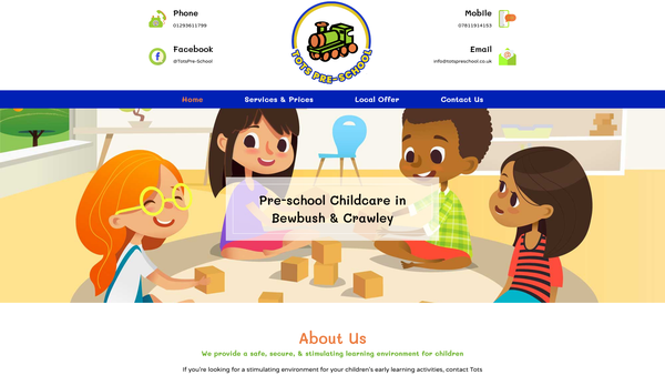 Screenshot of the Tot's Pre-School website