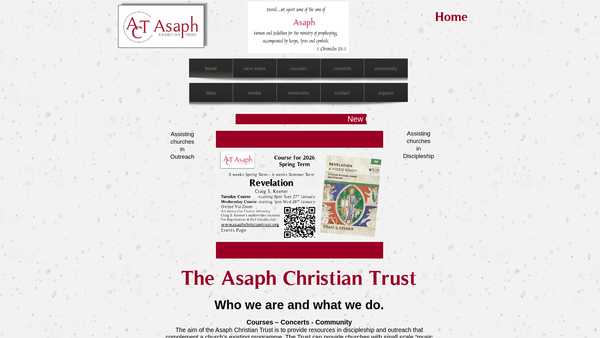 Screenshot of the The Asaph Christian Trust website
